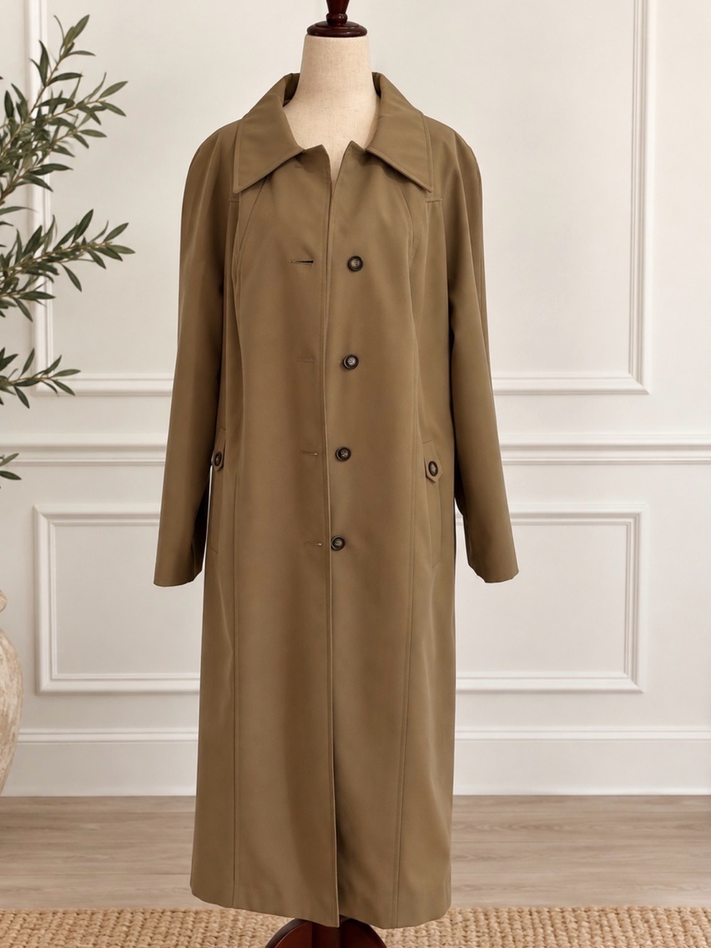 Vintage 70s Western Yoke Trench Coat with Orange Lining